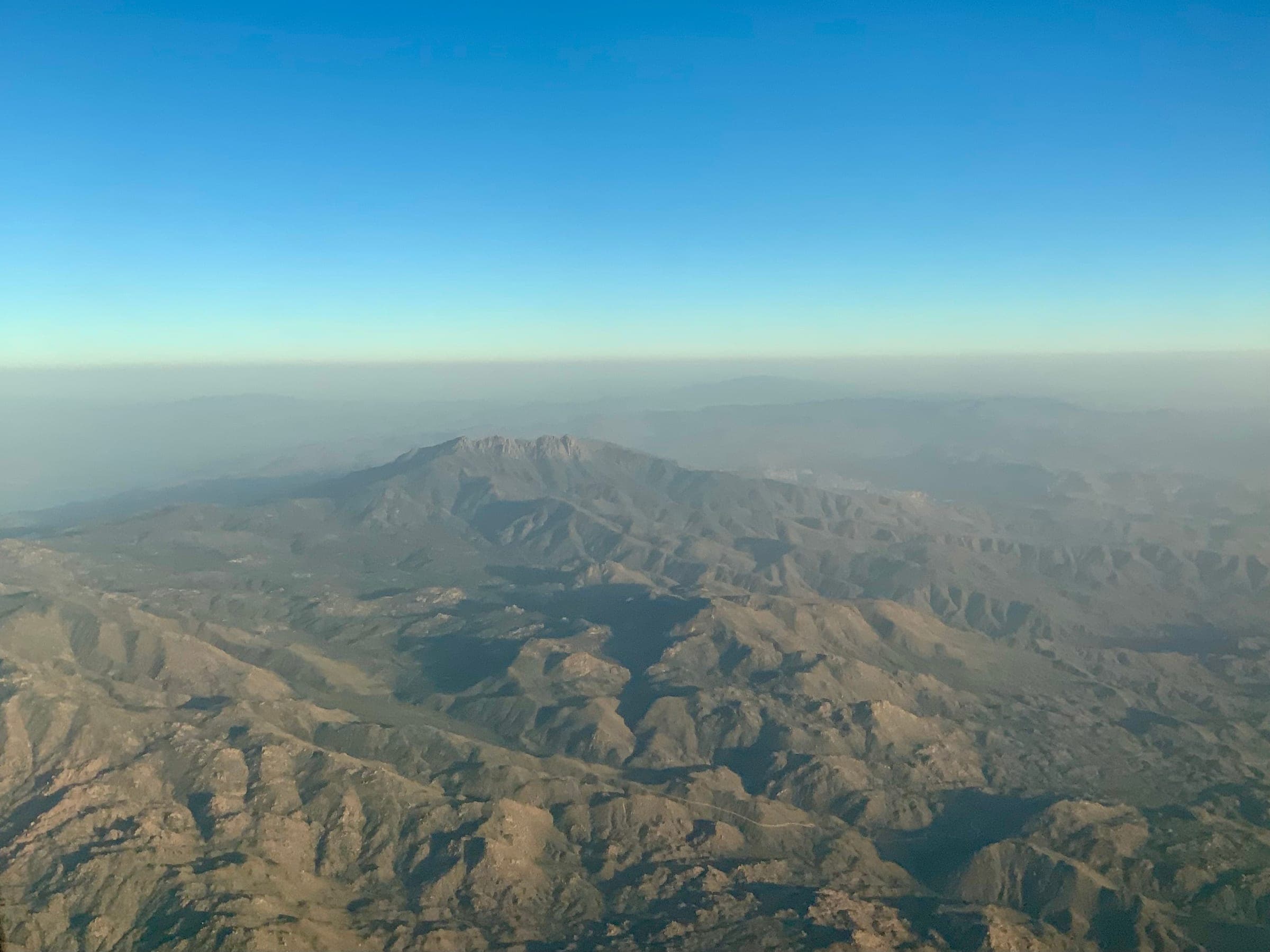 Four Peaks and the folded ridges of the Mazatzal Mountains seen from the air